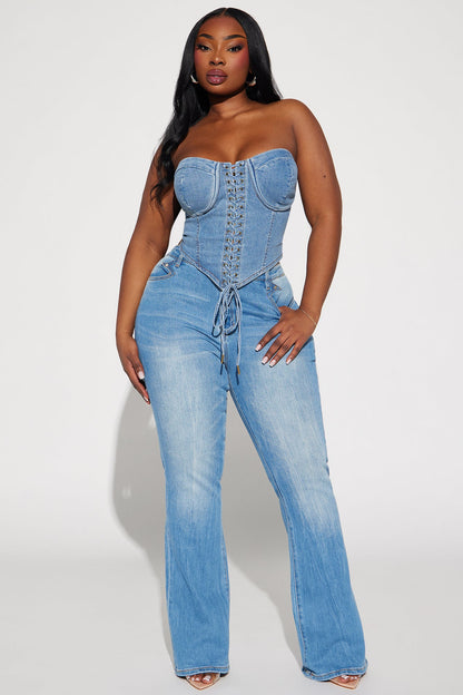 Play It Your Way Denim Corset - Medium Wash