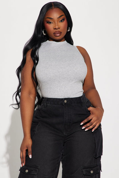 Lily Ribbed Tank - Heather Grey