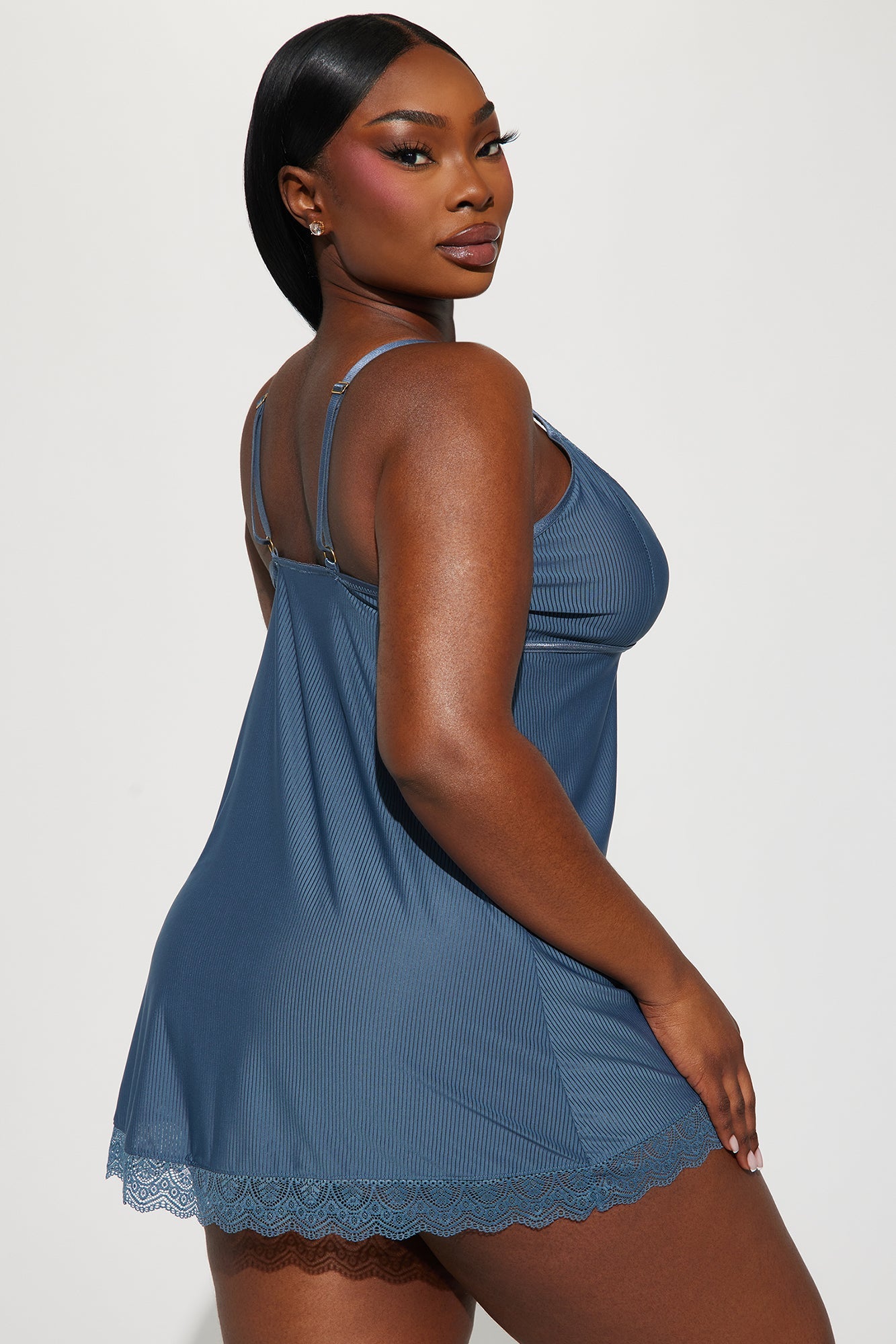 Never Ever Ribbed Babydoll - Blue