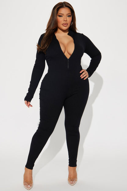 Brielle Rib Jumpsuit - Black