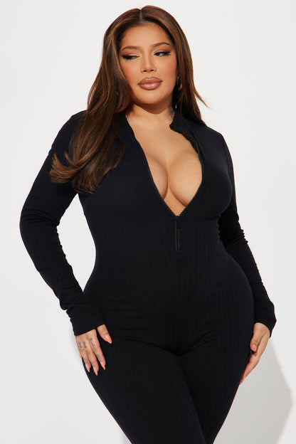 Brielle Rib Jumpsuit - Black