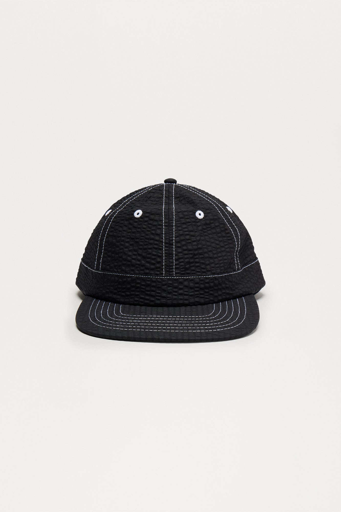 Seersucker 6 Panel Hat - Black