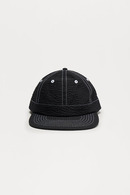 Seersucker 6 Panel Hat - Black