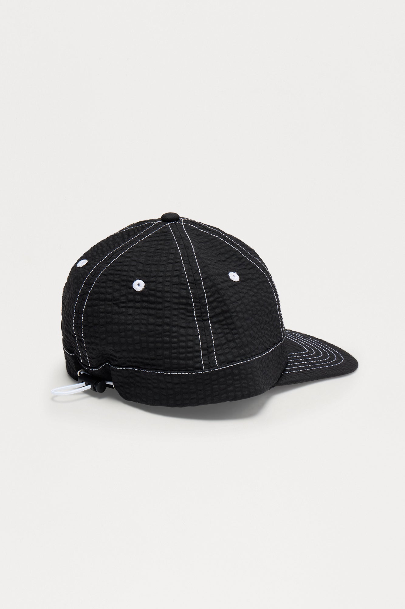 Seersucker 6 Panel Hat - Black