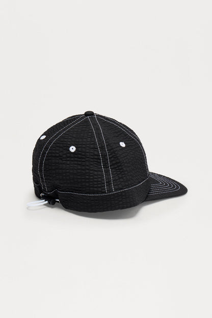 Seersucker 6 Panel Hat - Black