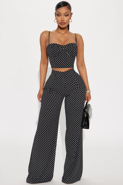 Payton Polka Dot Pant Set - Black/White