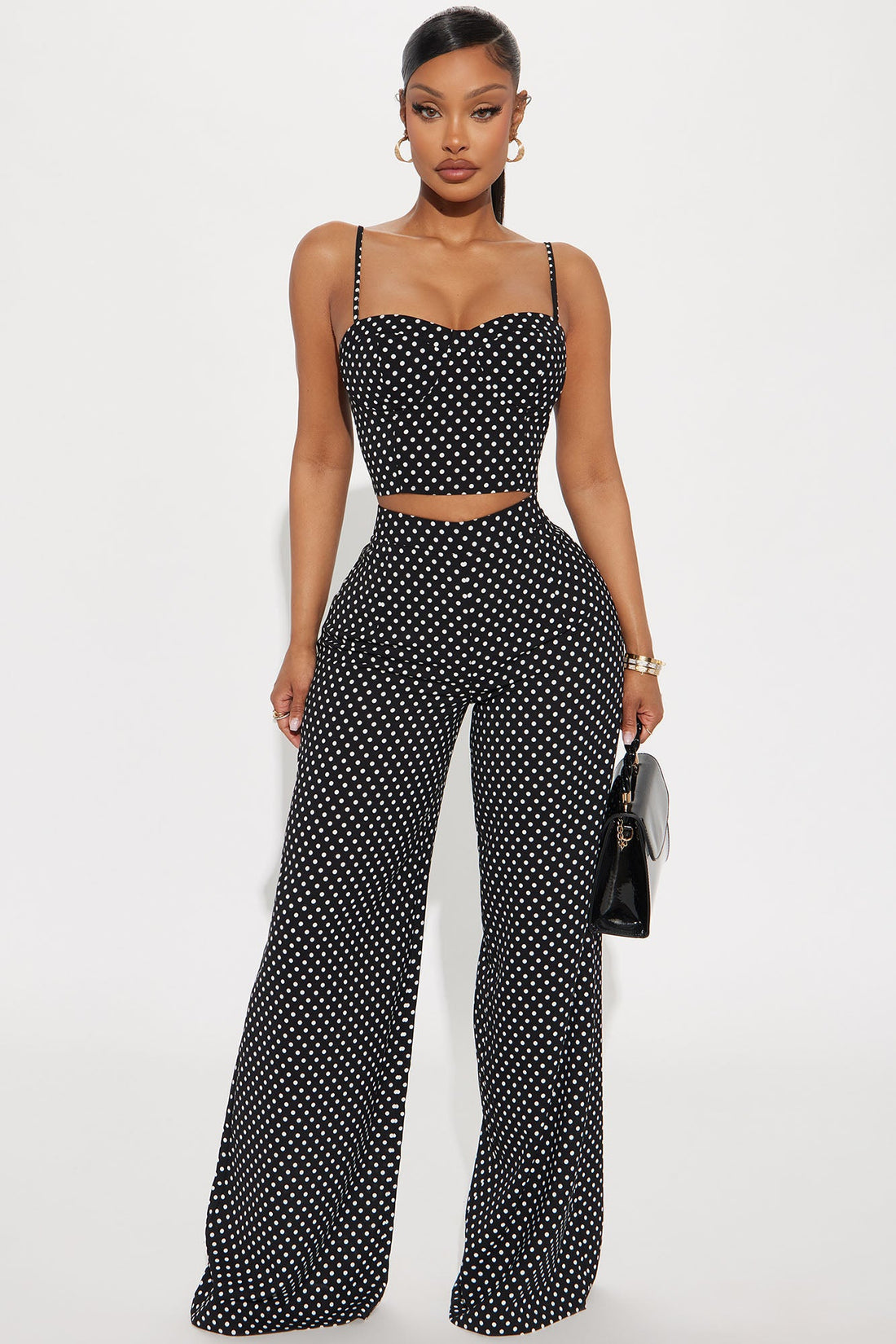 Payton Polka Dot Pant Set - Black/White
