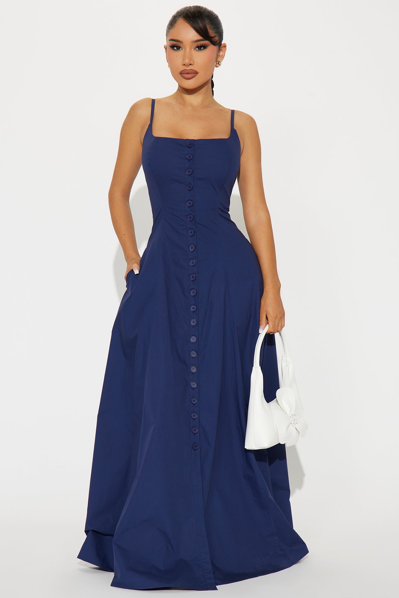 Sharron Poplin Maxi Dress - Navy