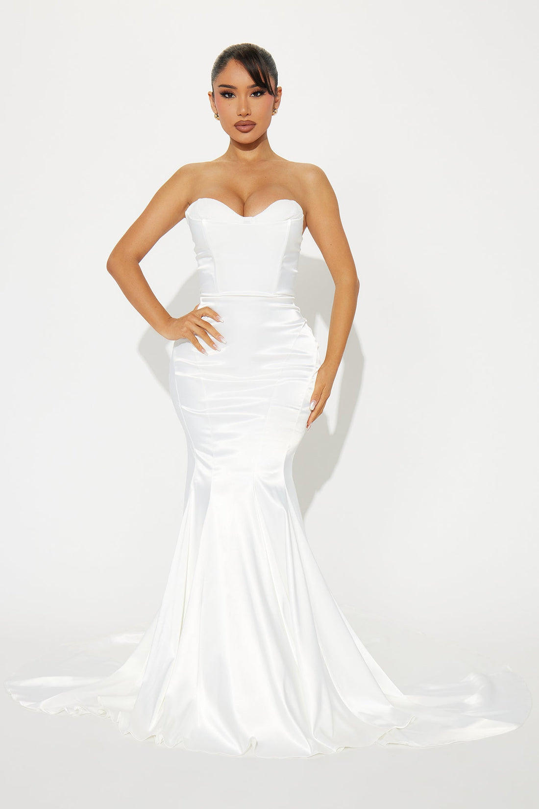 Amara Satin Mermaid Gown - White