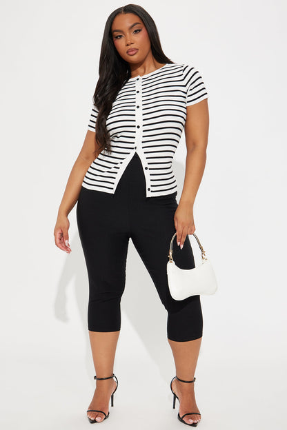 Zetta Striped Sweater Top - White/Black