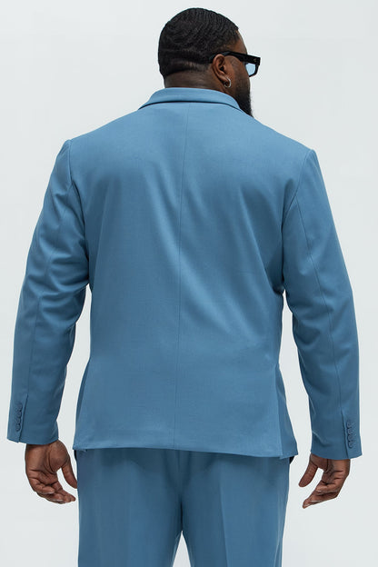 High Peak Lapel Suit Blazer - Slate Blue