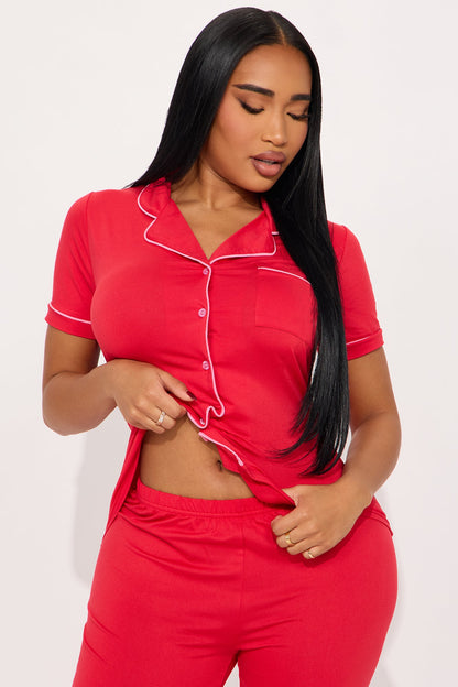 Hit Snooze PJ Pant Set - Red