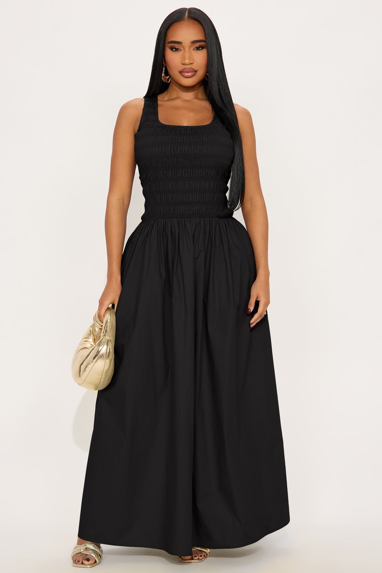 Hallie Poplin Maxi Dress - Black