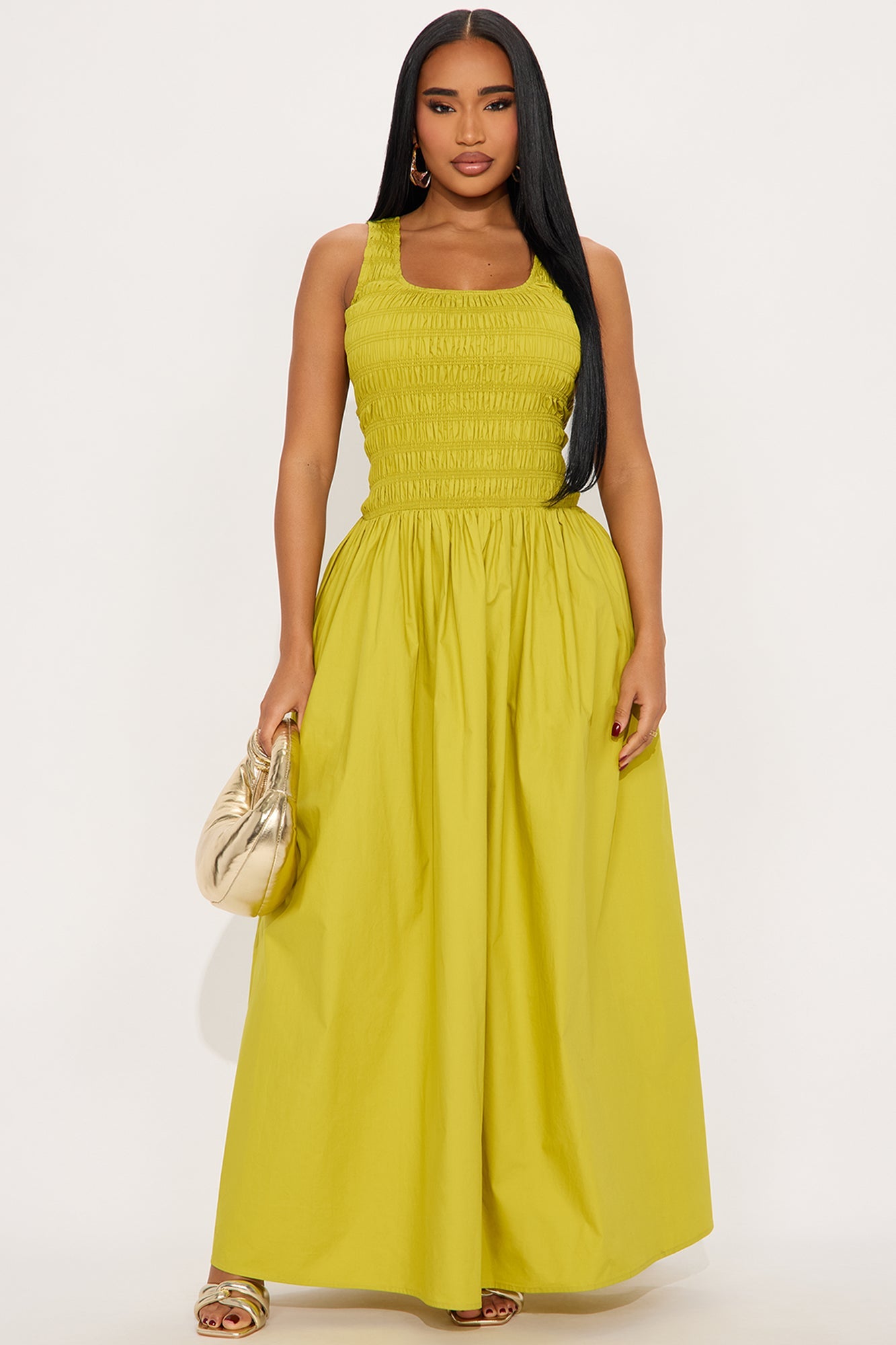 Hallie Poplin Maxi Dress - Chartreuse