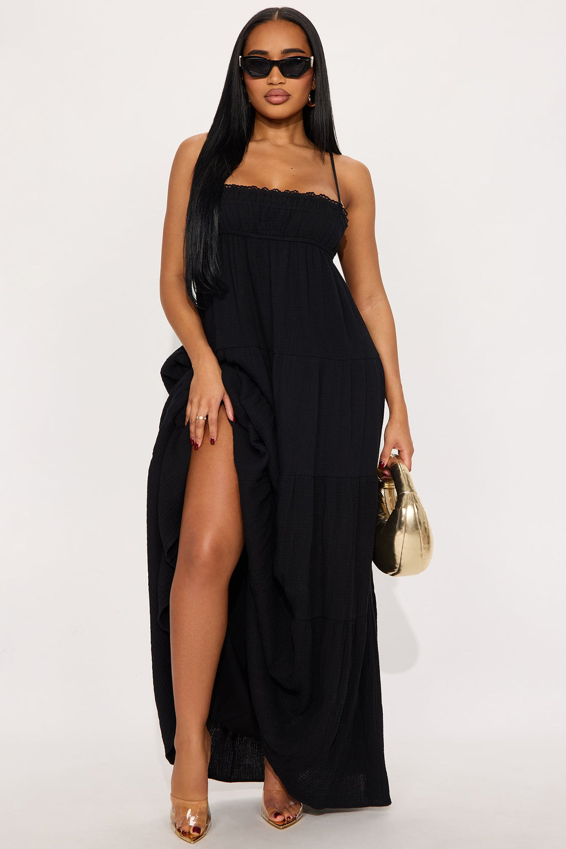 Heidi Flowy Maxi Dress - Black