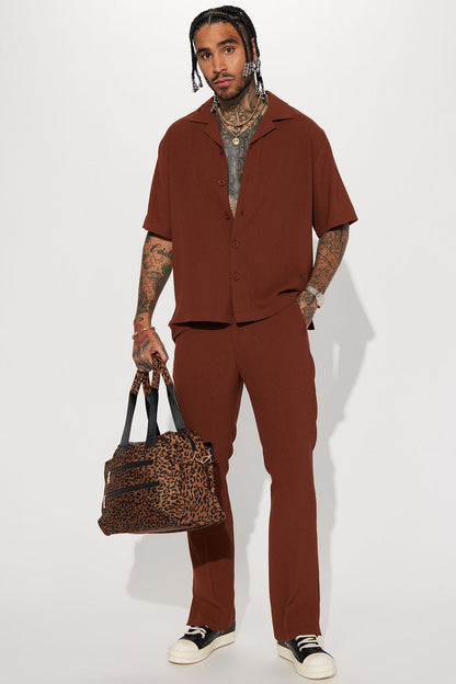 Golden Hour Short Sleeve Button Up - Brown