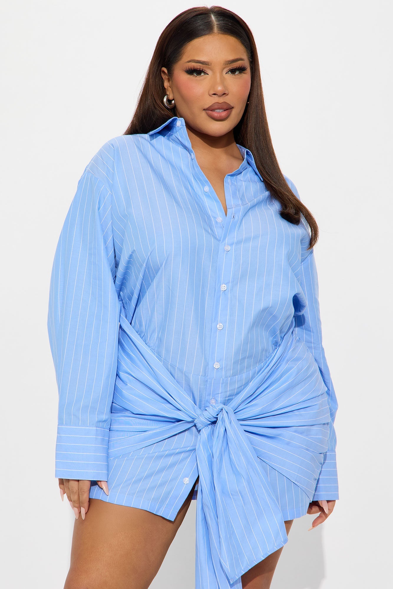Executive Slay Pinstripe Mini Dress - Blue