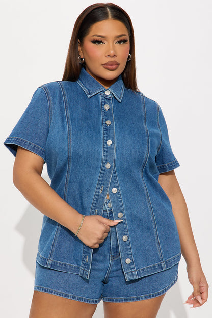 Delilah Denim Short Set - Medium Wash