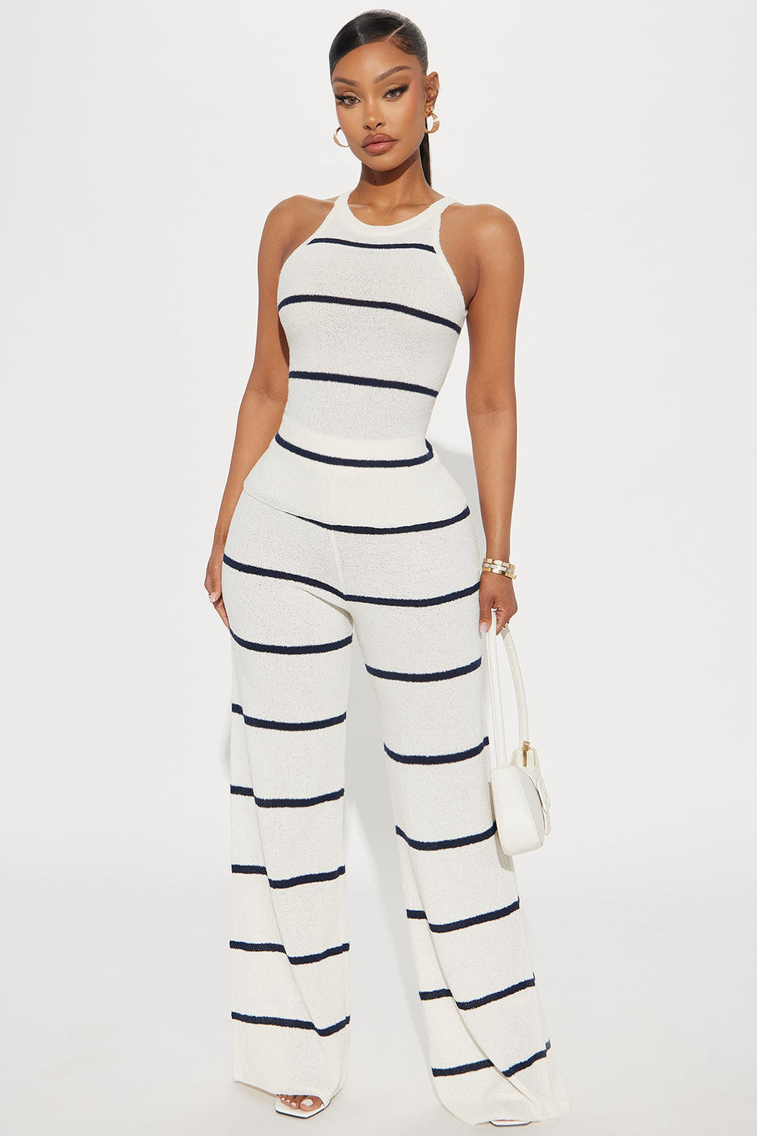 Samantha Striped Pant Set - Cream/combo