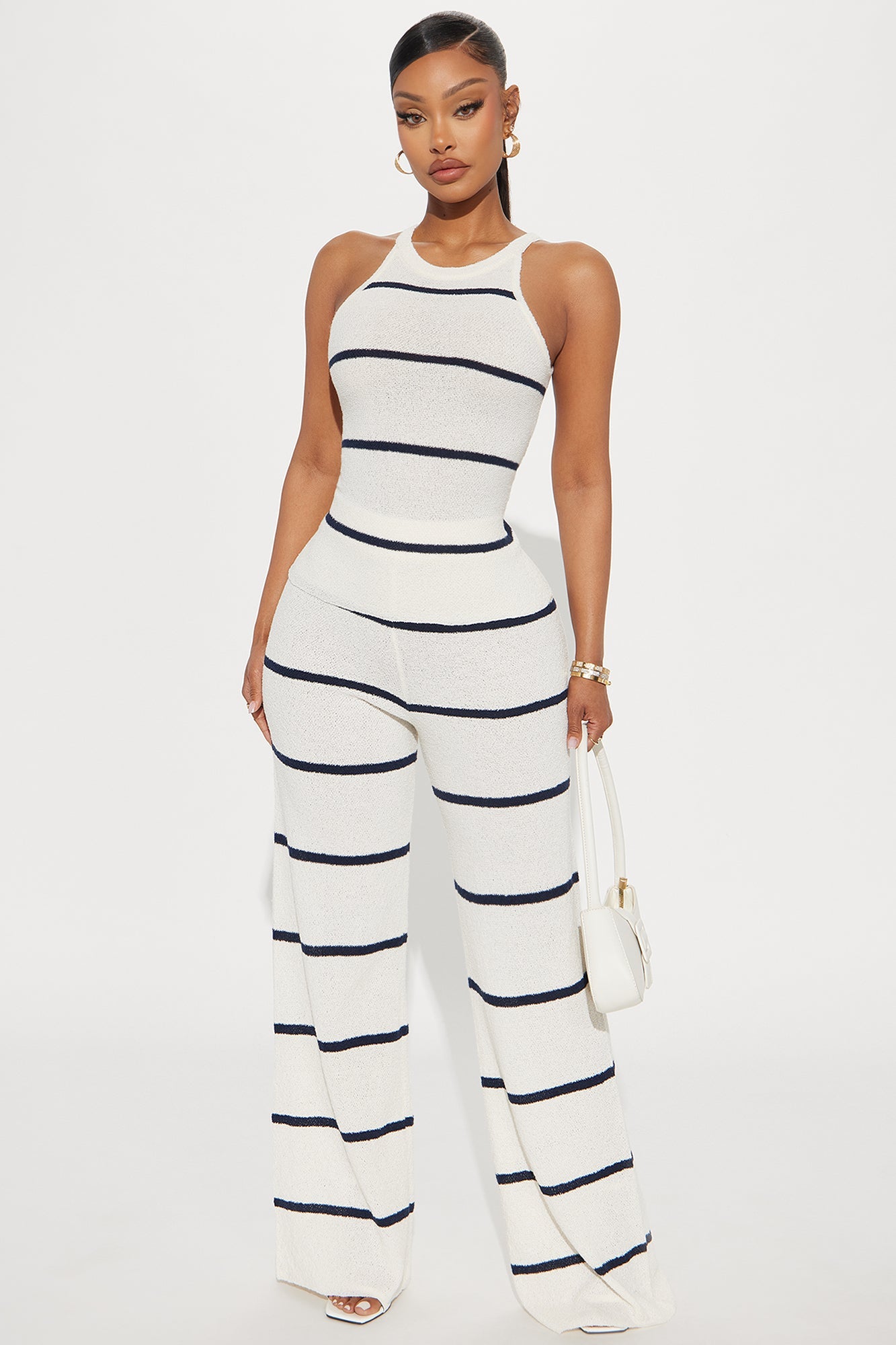 Samantha Striped Pant Set - Cream/combo