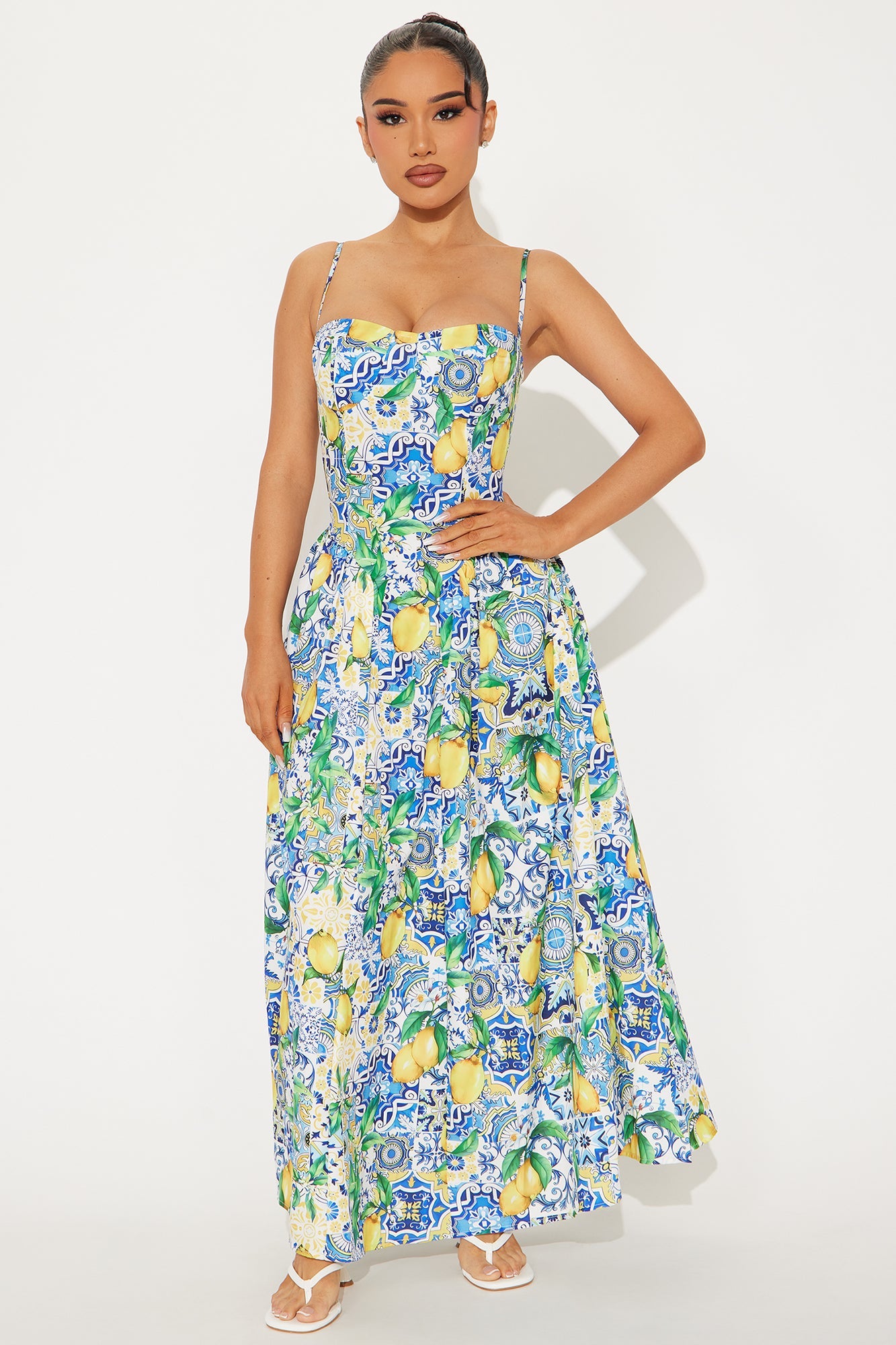 Trip To Europe Paisley Midi Dress - Blue/combo