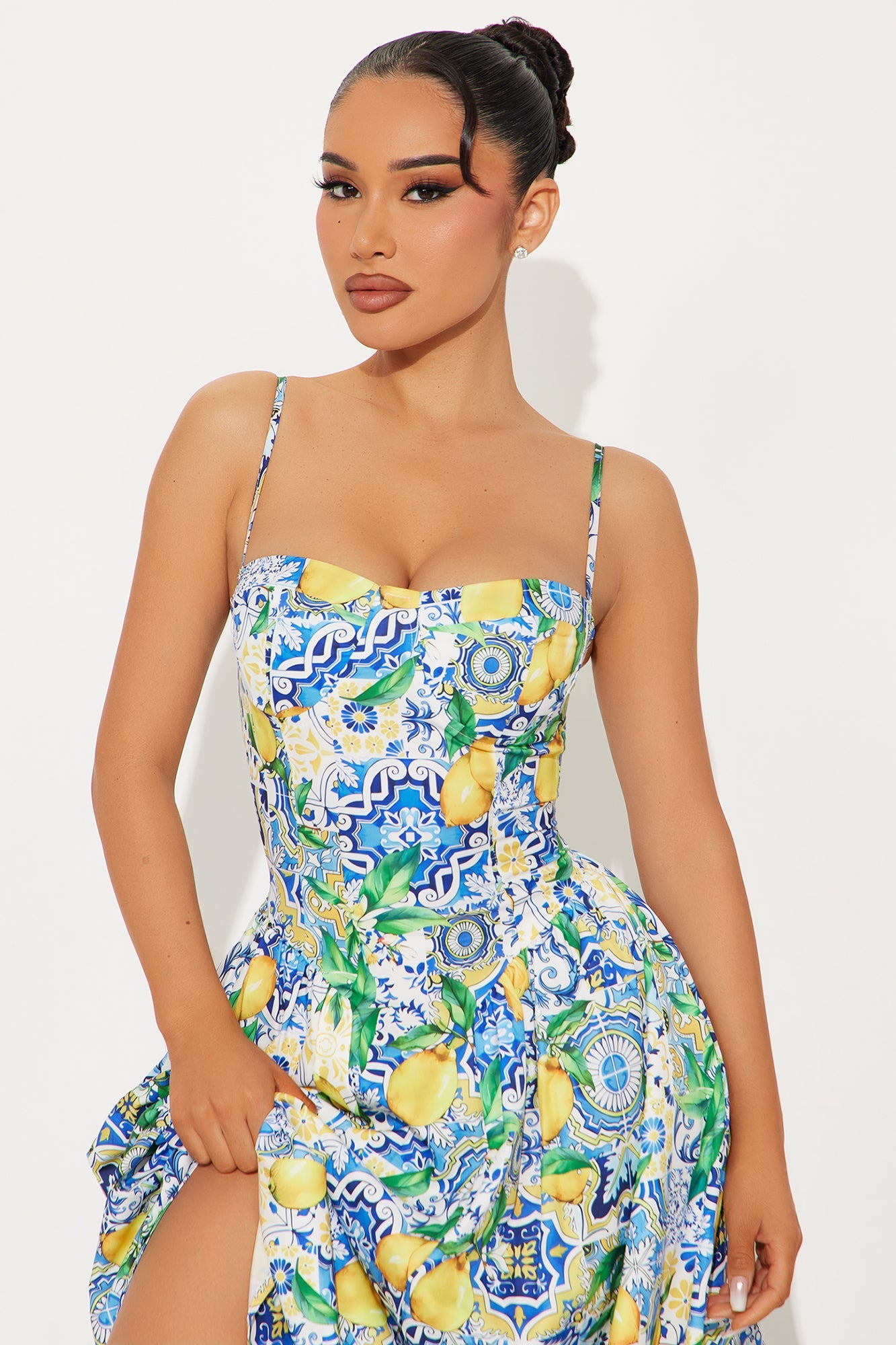Trip To Europe Paisley Midi Dress - Blue/combo