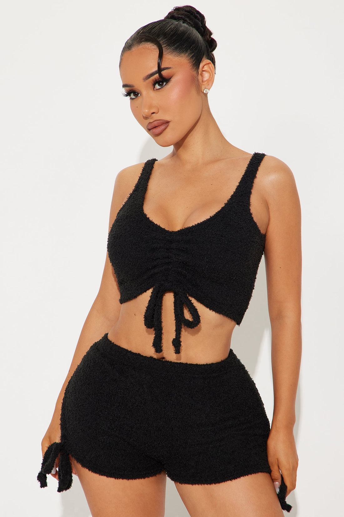 Weekend Cuddles Chenille PJ Short Set - Black