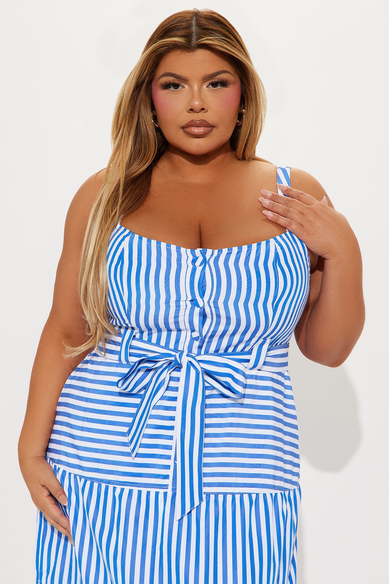 Sally Striped Maxi Dres - Blue