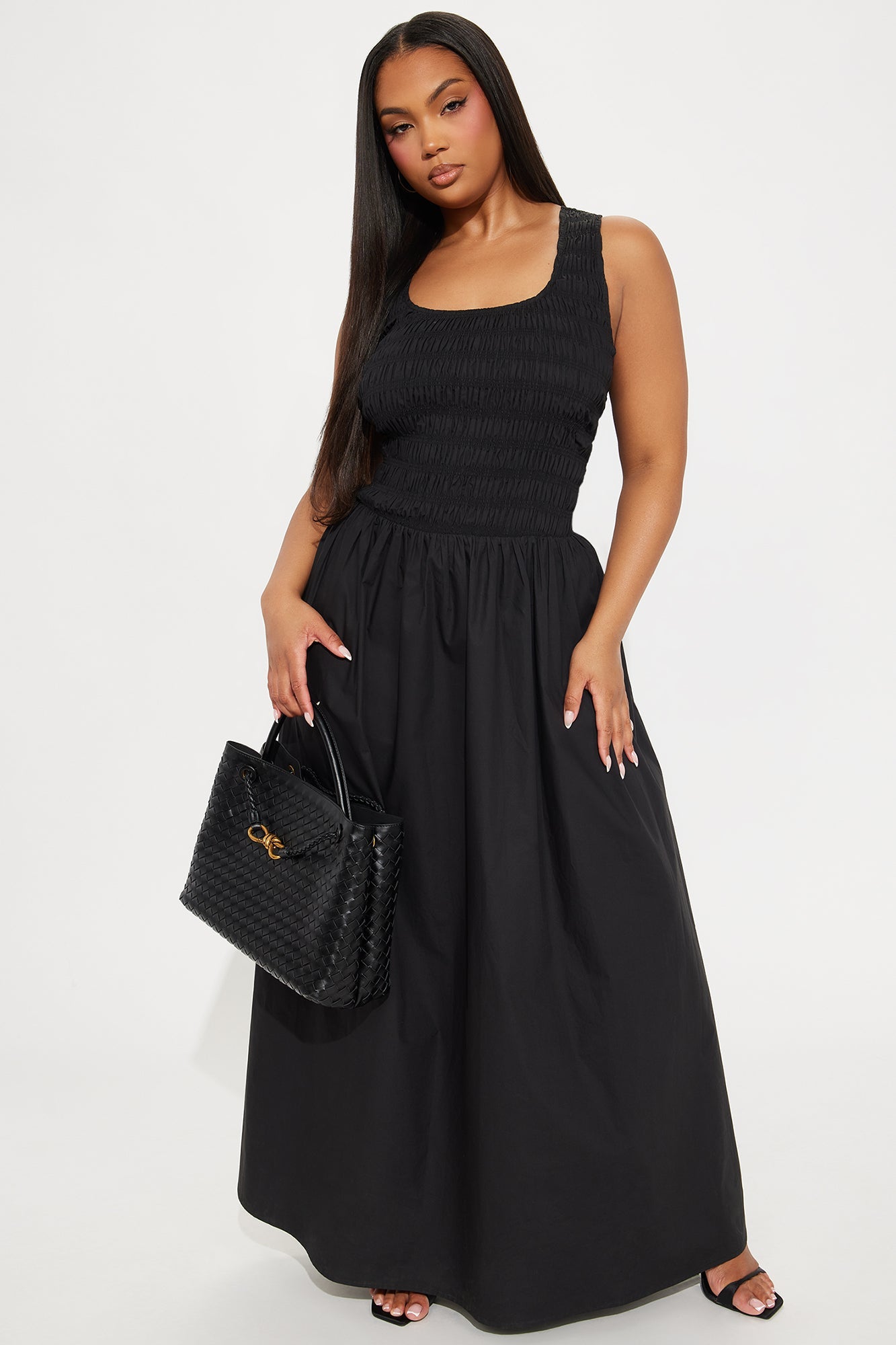 Hallie Poplin Maxi Dress - Black