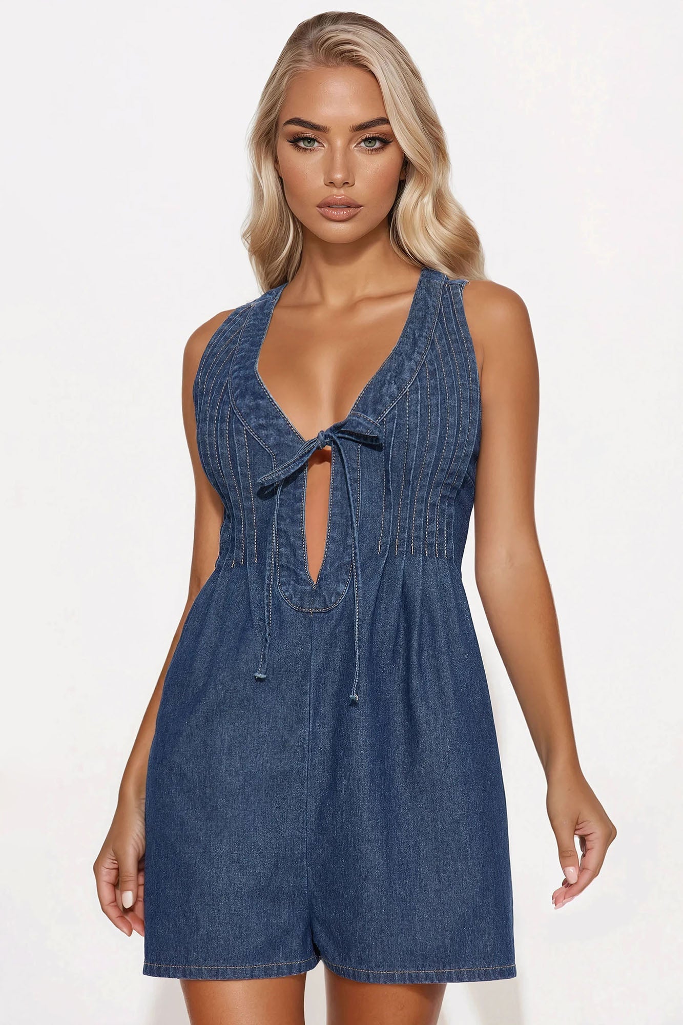 Lexi Denim Romper - Dark Wash