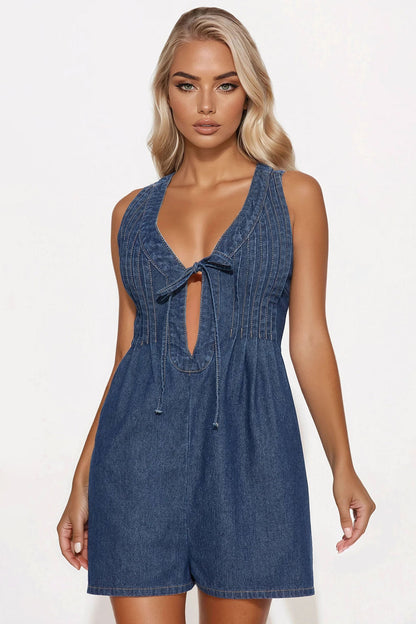 Lexi Denim Romper - Dark Wash