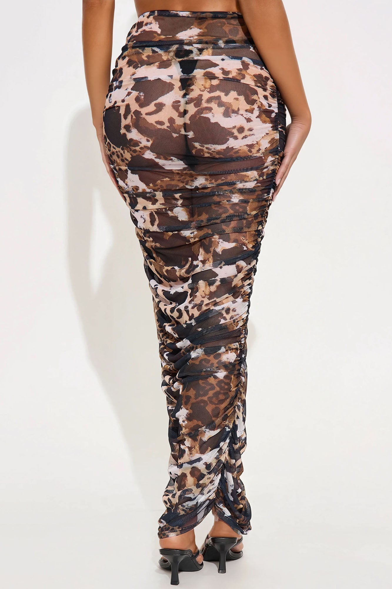 Chasing You Mesh Maxi Skirt - Brown/combo