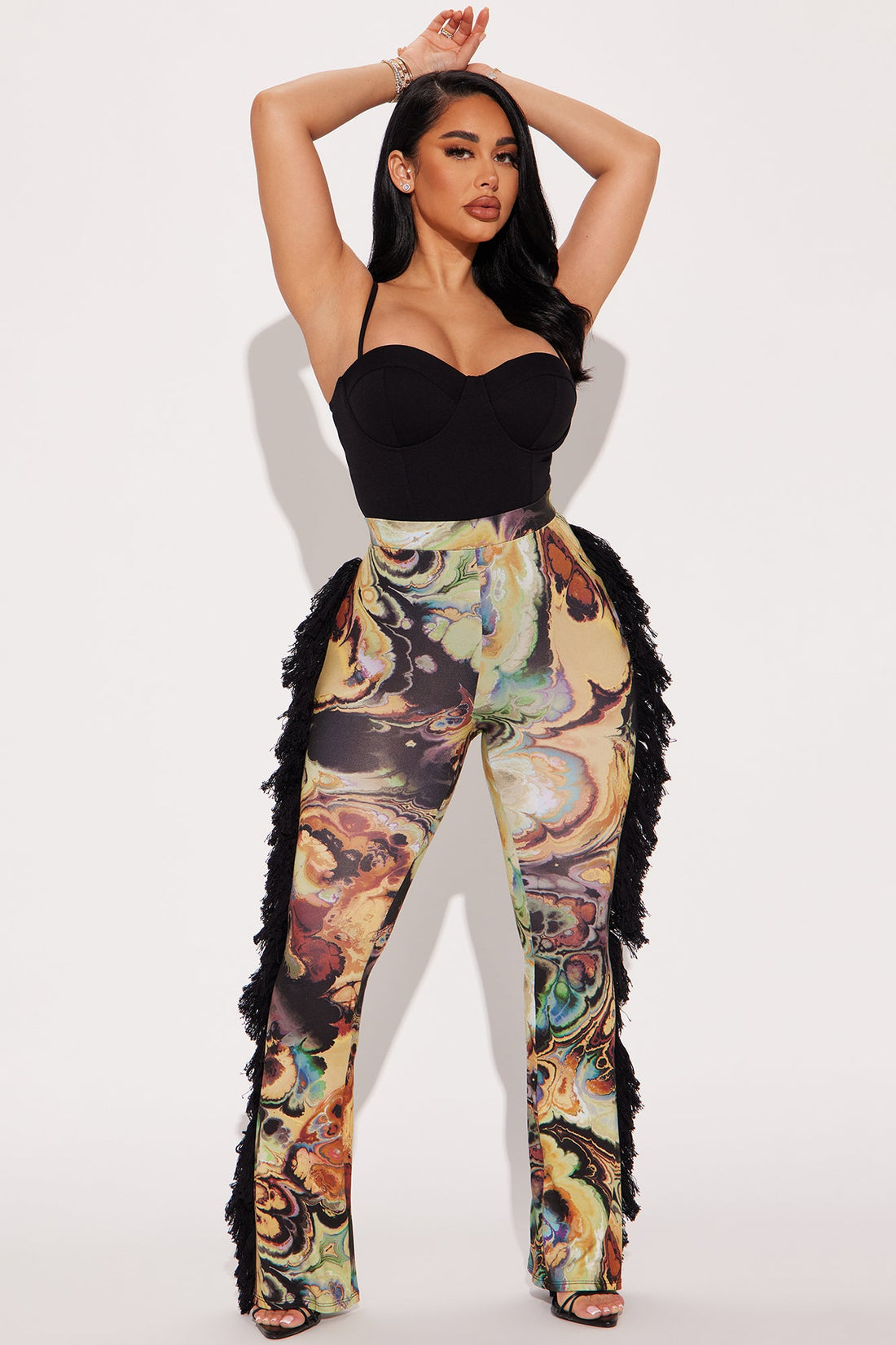 All At Once Fringe Flare Pant - Yellow/combo