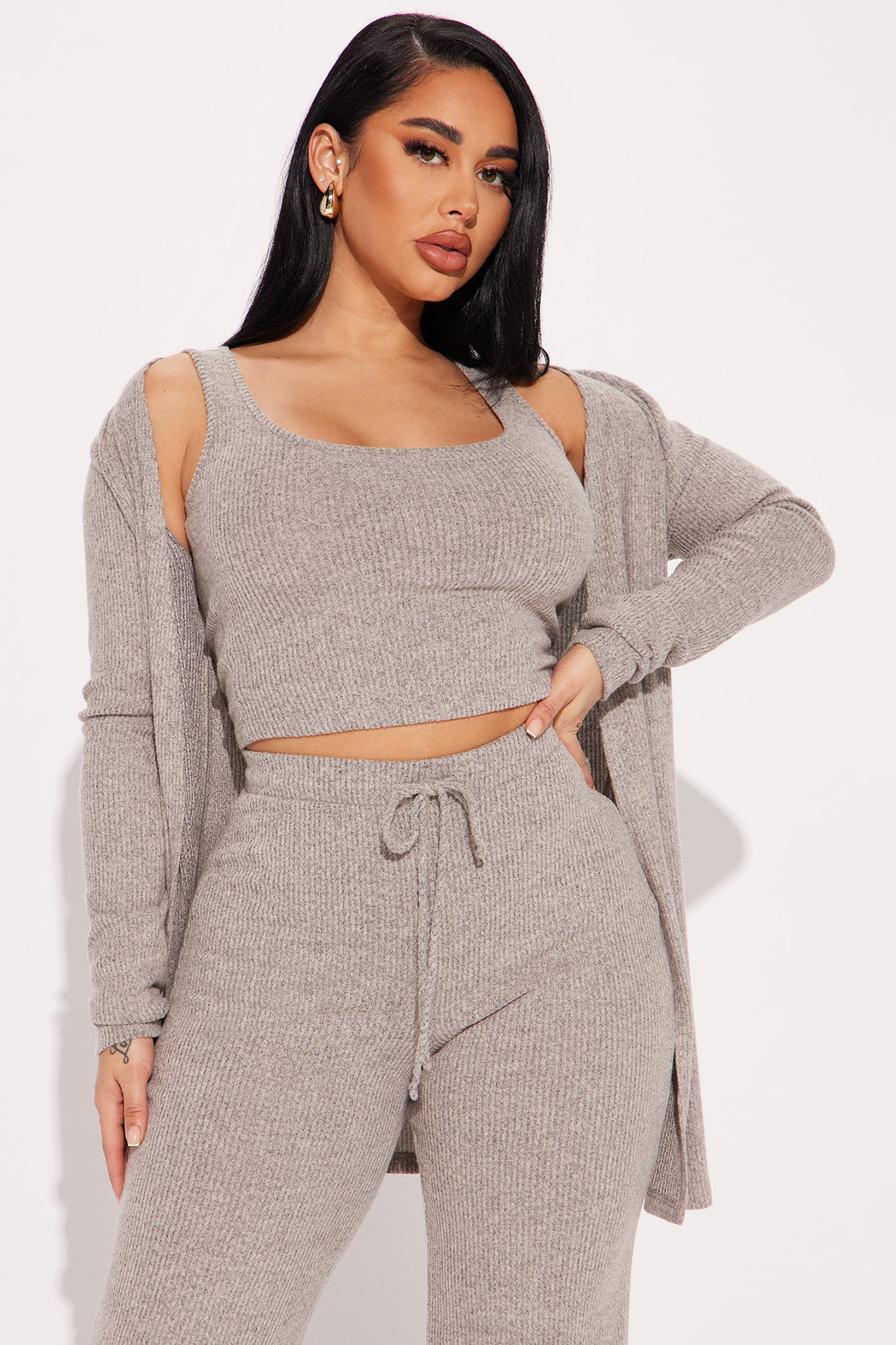 Calm N Cozy 3 Piece Pant Set - Oatmeal