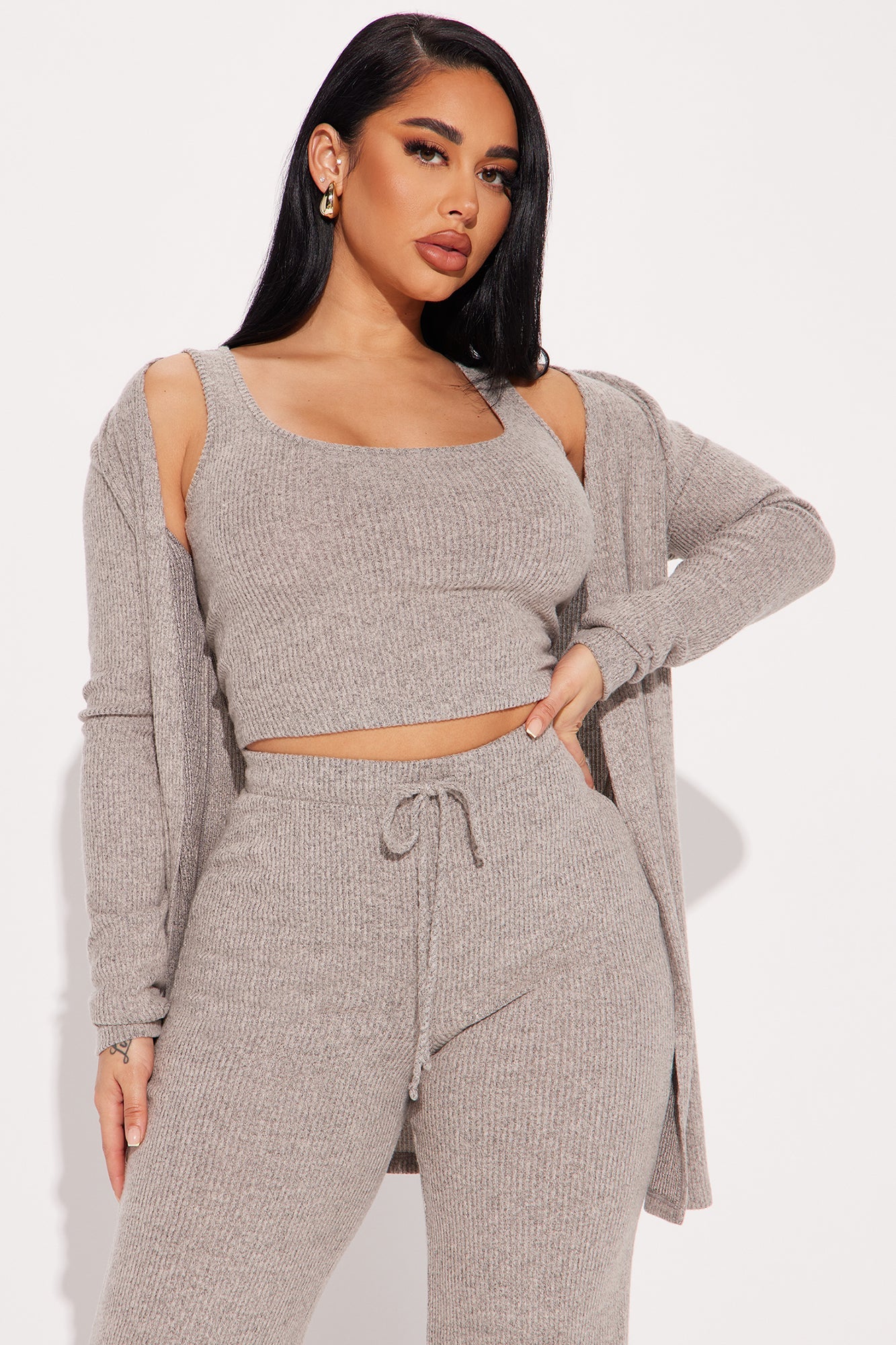 Calm N Cozy 3 Piece Pant Set - Oatmeal