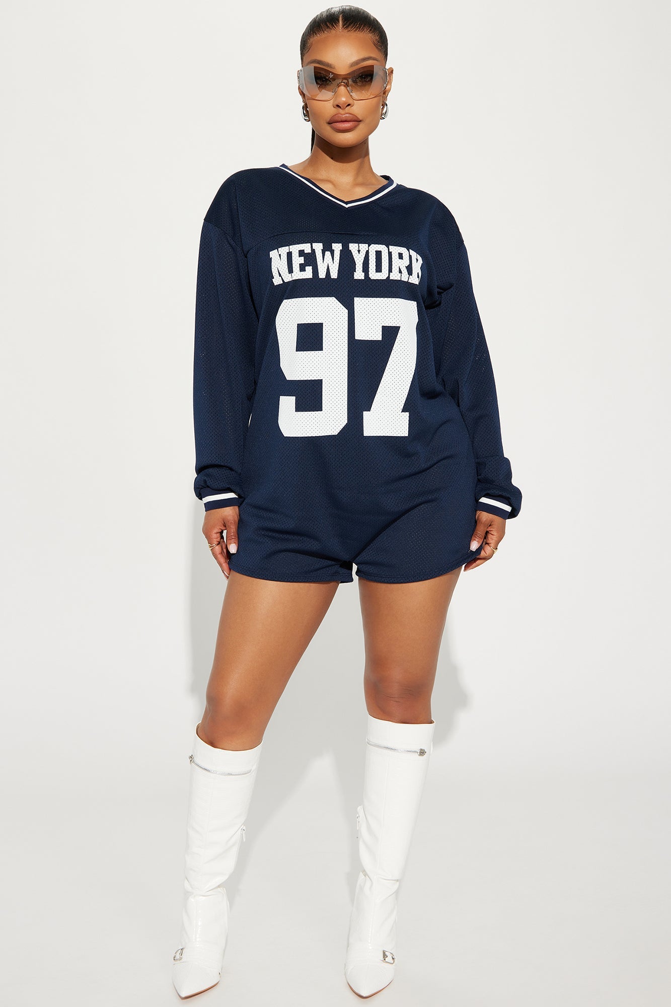 Playing The Field Romper - Navy