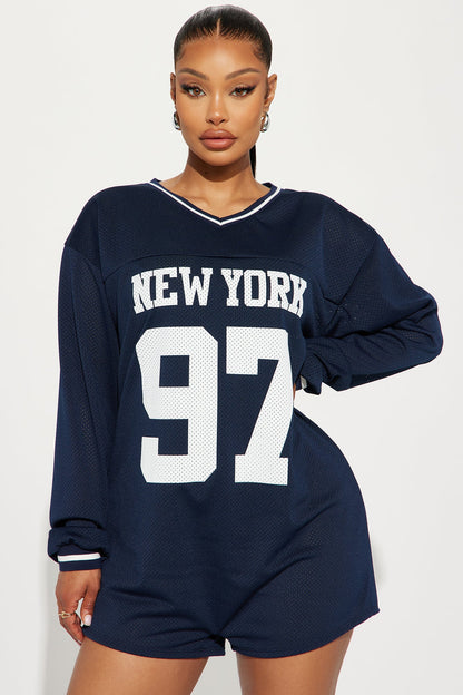 Playing The Field Romper - Navy