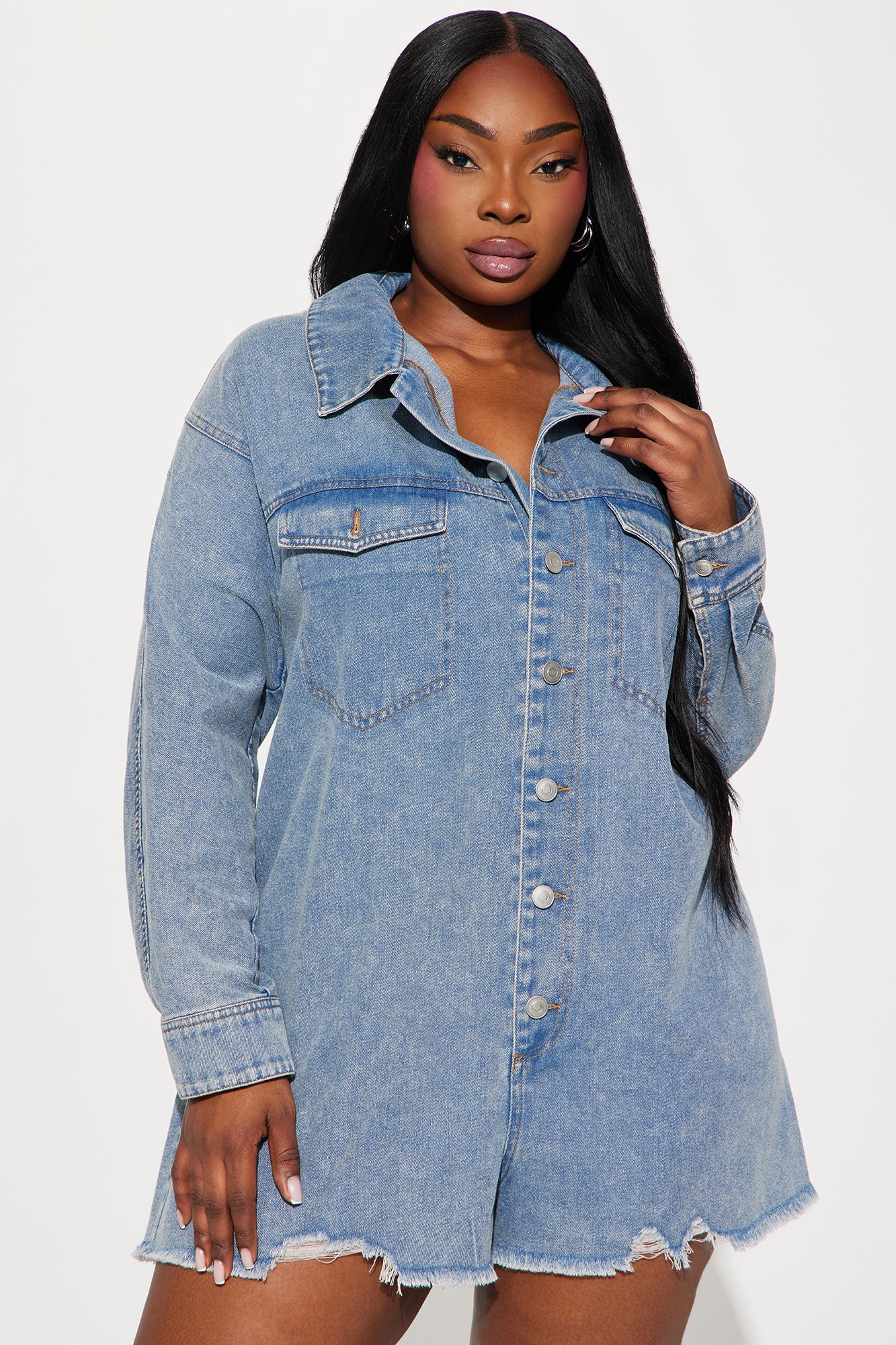 Jodie Denim Romper - Medium Wash