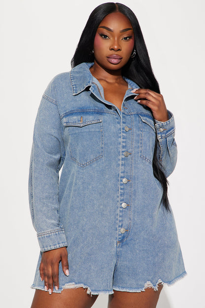Jodie Denim Romper - Medium Wash