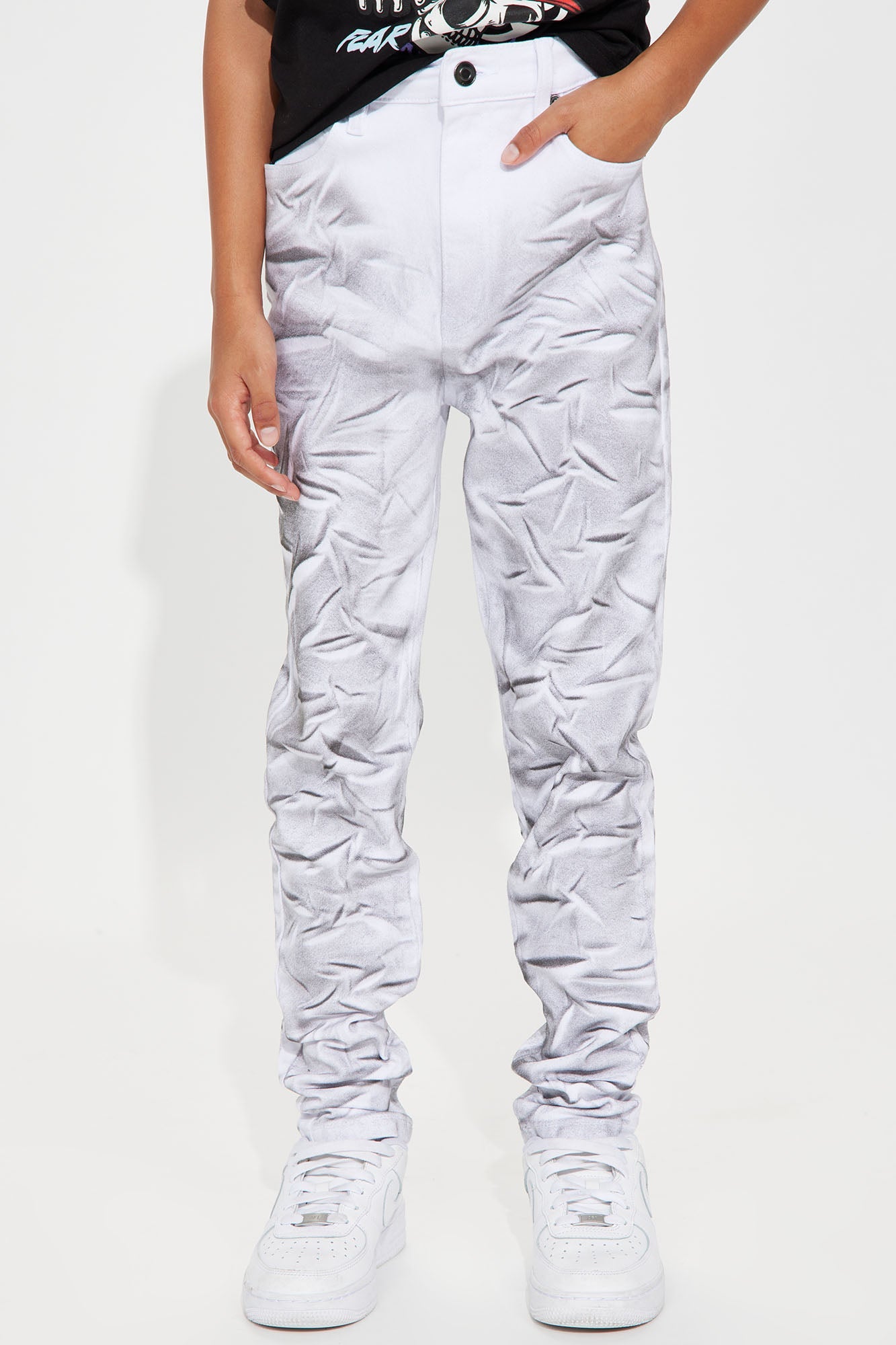 Mini Textured Away Skinny Jean - Black/White