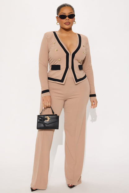 Janice Blazer and Pant Set - Taupe/combo