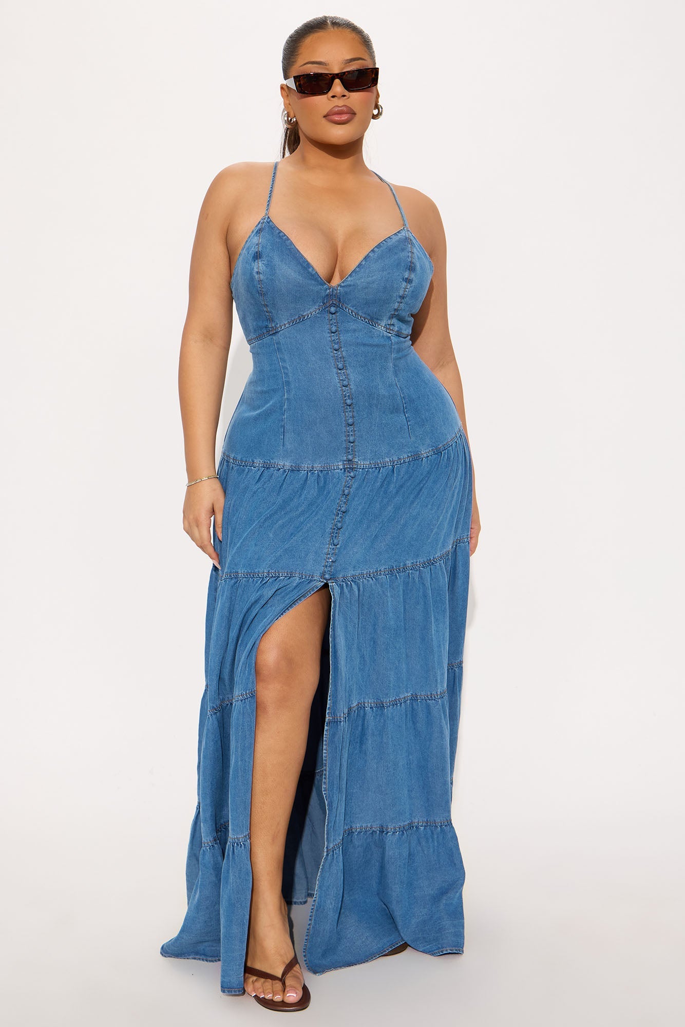 Serena Denim Maxi Dress - Medium Wash