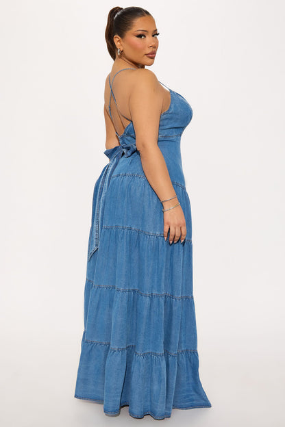 Serena Denim Maxi Dress - Medium Wash