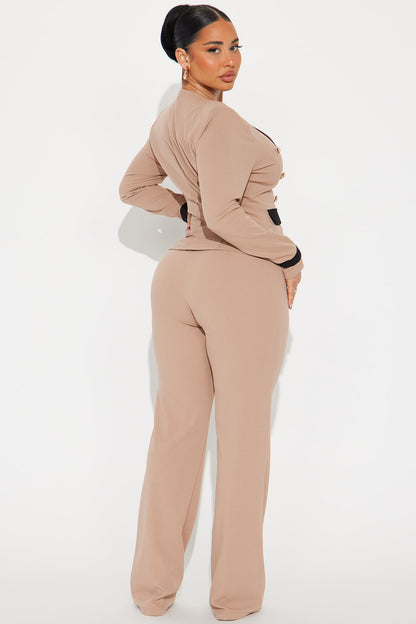 Janice Blazer and Pant Set - Taupe/combo