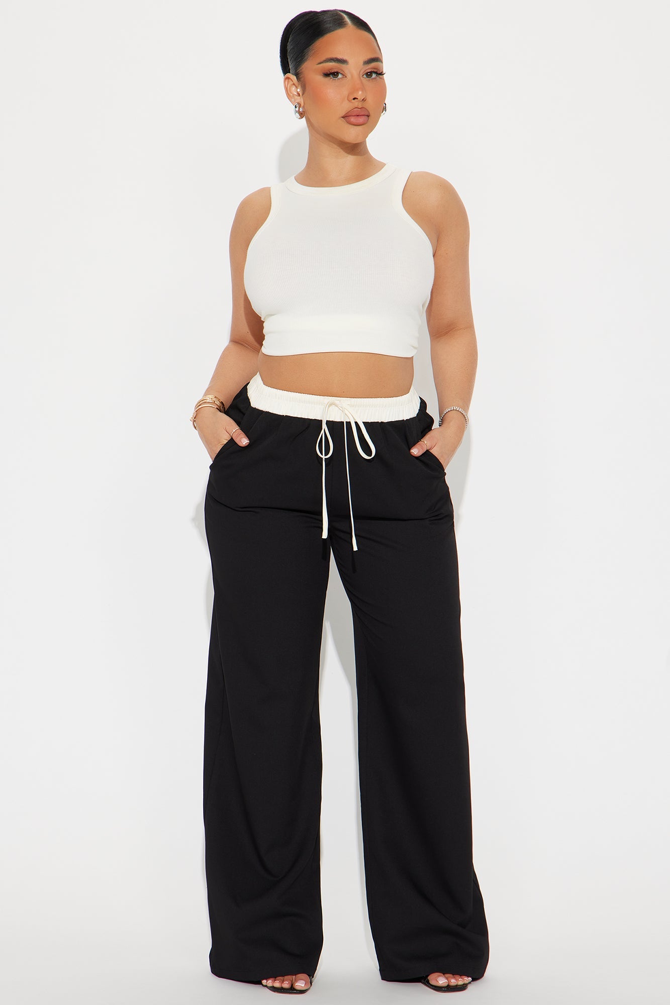 Cressida Contrast Waistband Trouser - Black