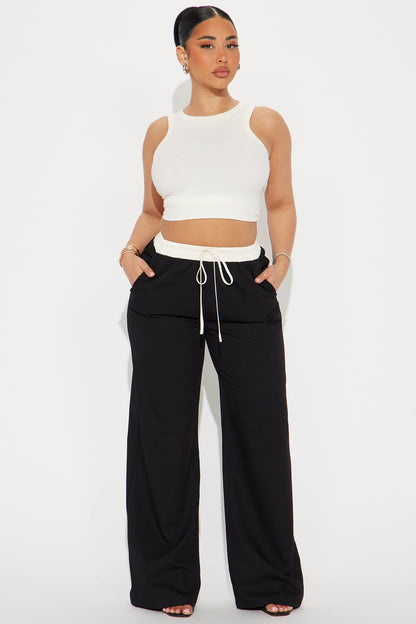 Cressida Contrast Waistband Trouser - Black