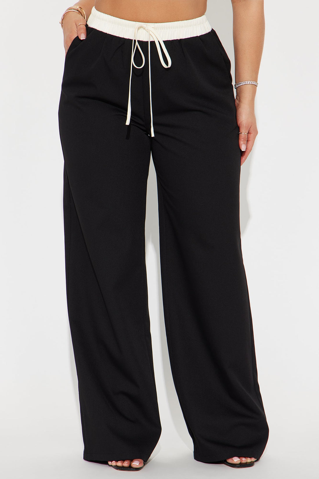 Cressida Contrast Waistband Trouser - Black