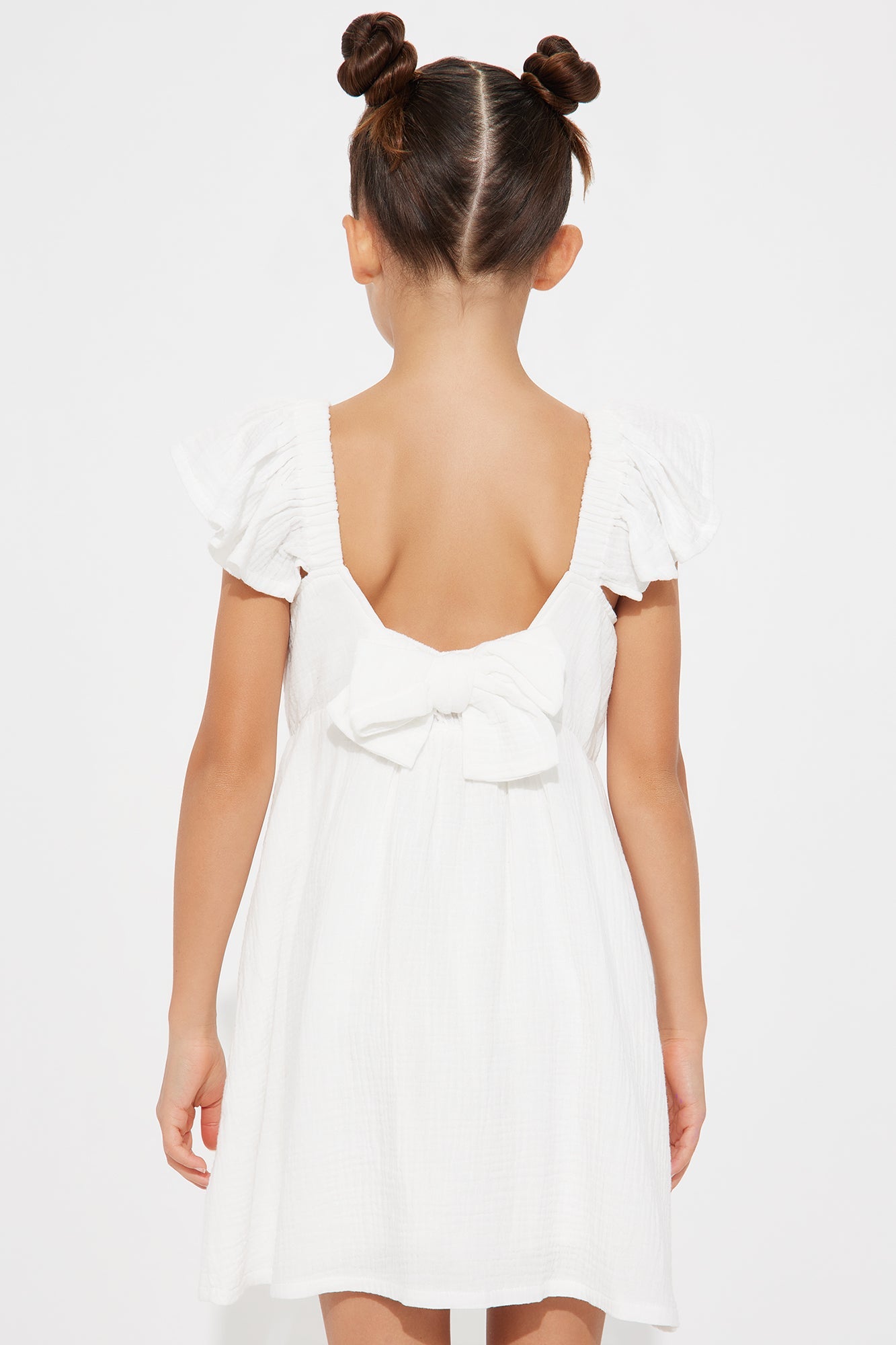 Mini Margot Ruffle Sleeve Dress - White