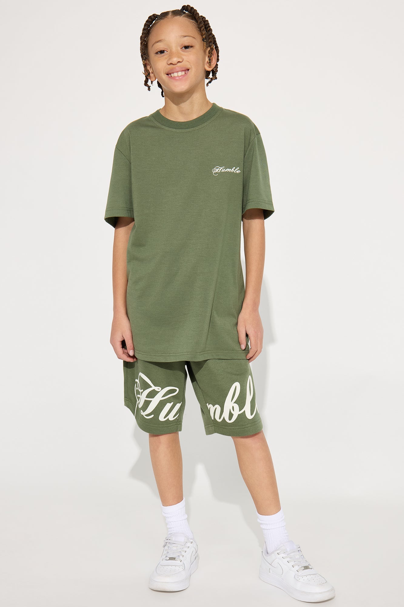 Mini Staying Humble Short Set - Olive
