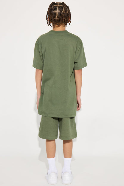 Mini Staying Humble Short Set - Olive